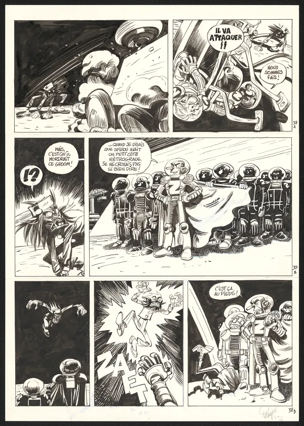 Black and white original page, Spirou et Fantasio, La Face cachée du Z (T.52),  Yoann