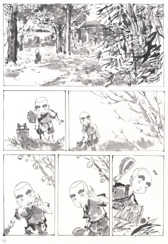 Planche noir et blanc, La Voie de la sagesse, Le printemps de poussière (T.1), An Ji