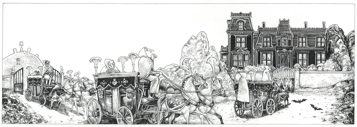 Illustration noir et blanc, L'Étrange Réveillon, Lionel Richerand
