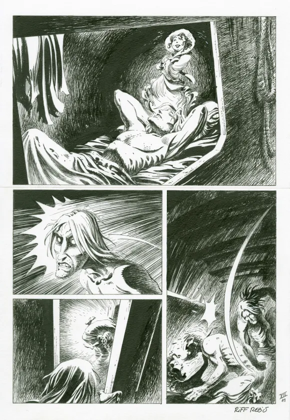 Planche noir et blanc, Le Loup des mers,  Riff Reb's