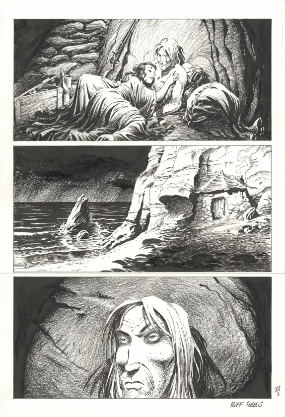 Planche noir et blanc, Le Loup des mers,  Riff Reb's