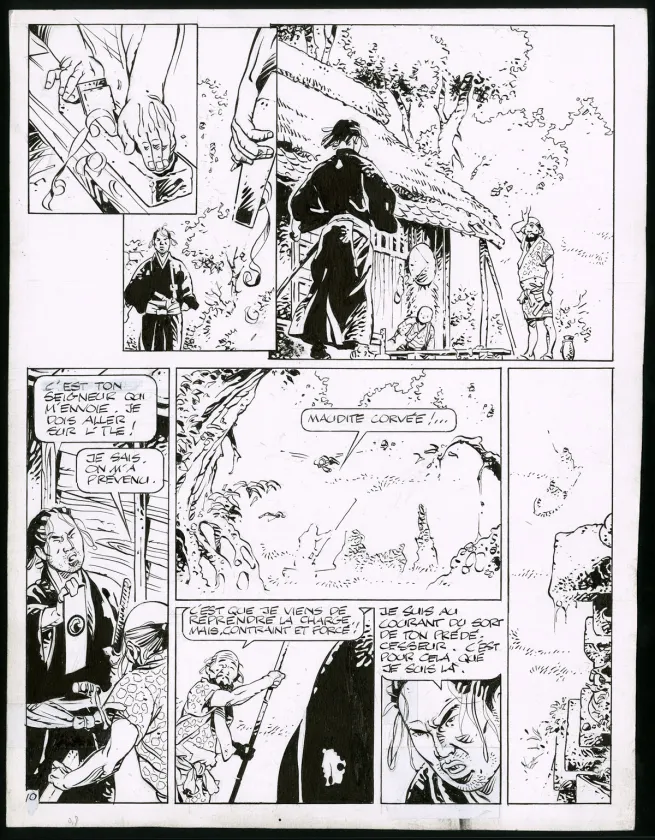 Black and white original page, Kogaratsu, La Stratégie des phalènes (T.9), Marc Michetz