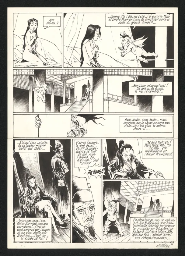 Black and white original page, La Jeune Fille et le Vent, D'où vient le vent (T.3),  Jung