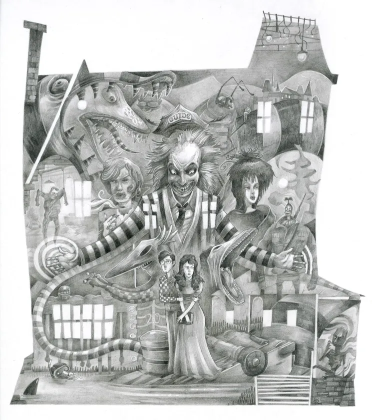 Black and white illustration, Ludovic Chesnot
