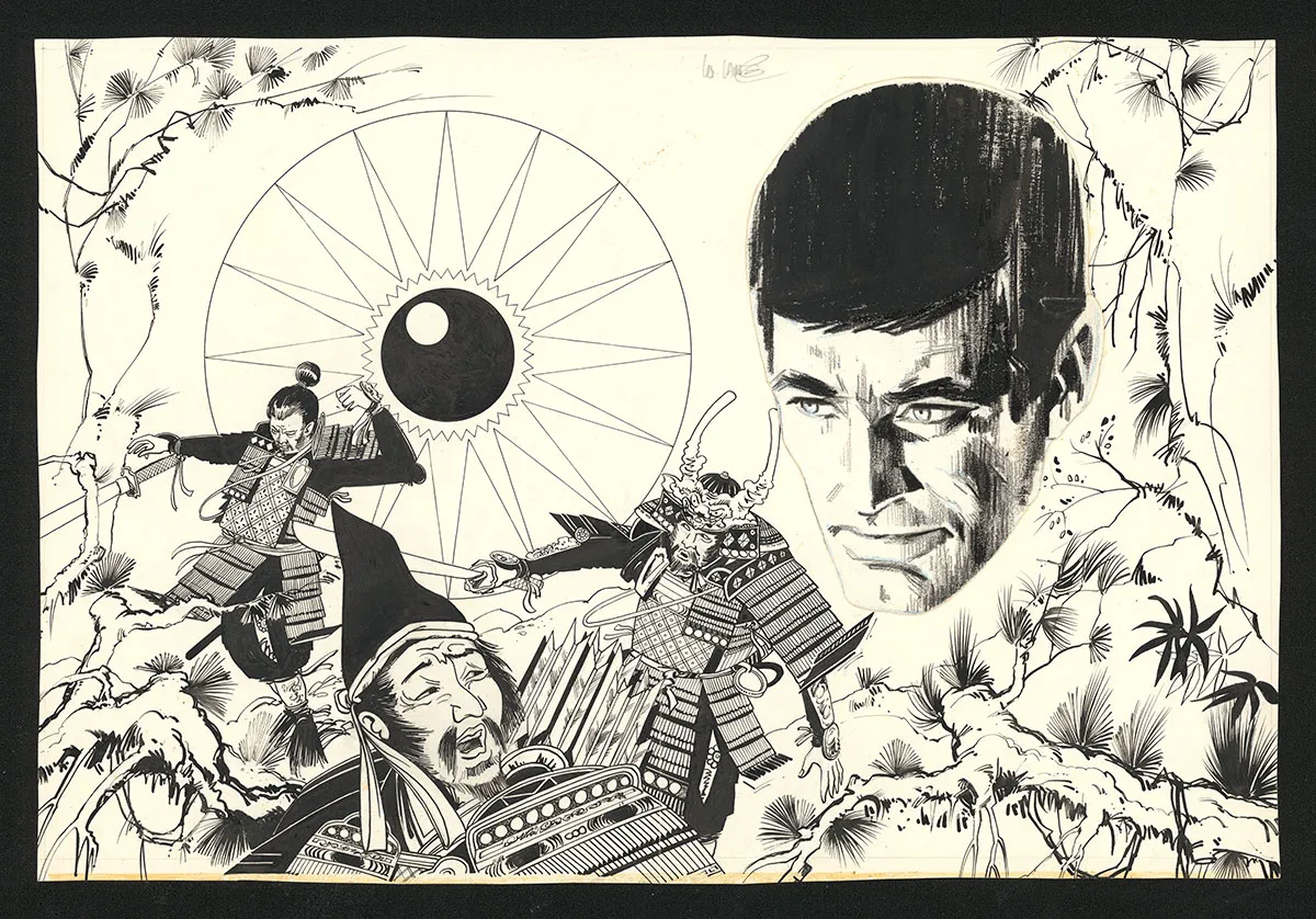 Illustration noir et blanc, Bob Morane, William Vance