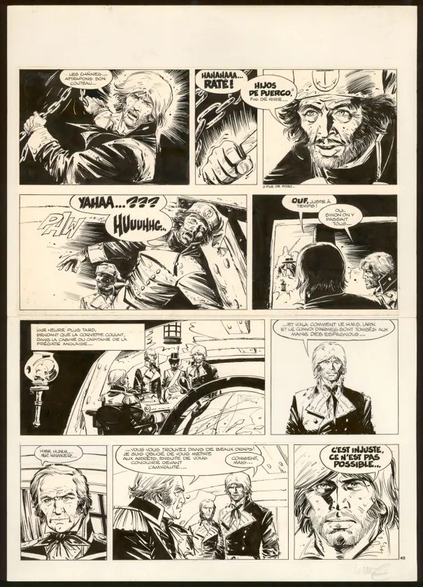 Planche noir et blanc, Bruce J. Hawker, Cap sur Gibraltar (T.1), William Vance