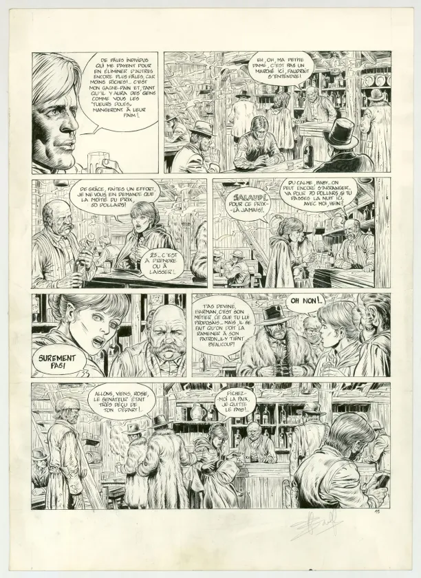 Black and white original page, Durango, Les Chiens meurent en hiver (T.1), Yves Swolfs