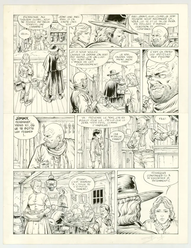 Black and white original page, Durango, "Loneville" (T.7), Yves Swolfs