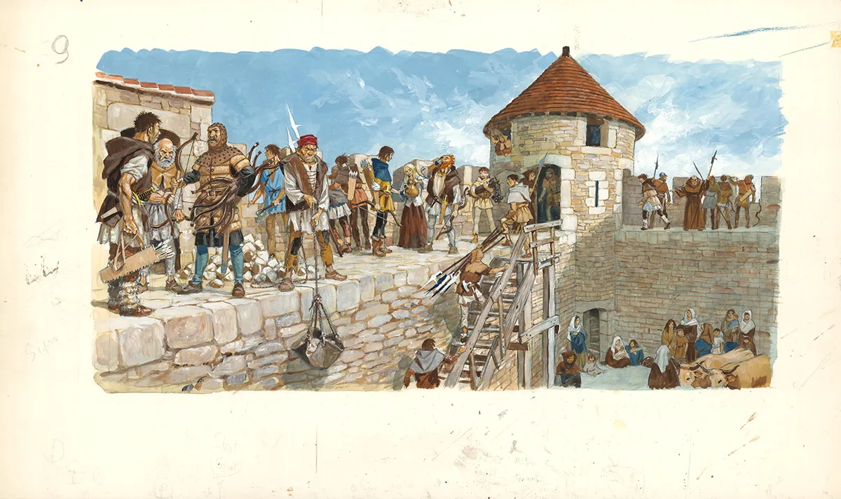 Colored illustration, La France des Châteaux forts, Pierre Joubert