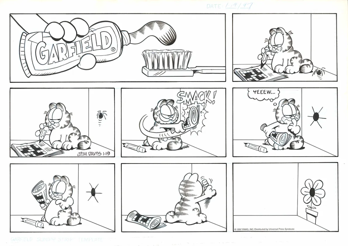 Planche noir et blanc, Garfield, Jim Davis