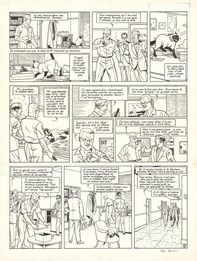 Planche noir et blanc, Blake et Mortimer, L'Étrange Rendez-vous (T.15), Ted Benoit
