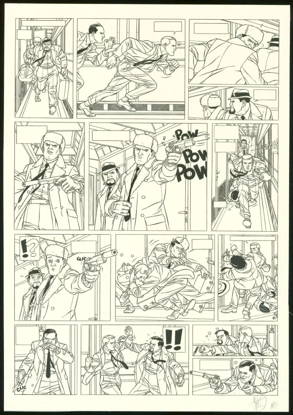 Black and white original page, Kaplan & Masson, Il faut sauver Hitler (T.2), Jean-Christophe Thibert