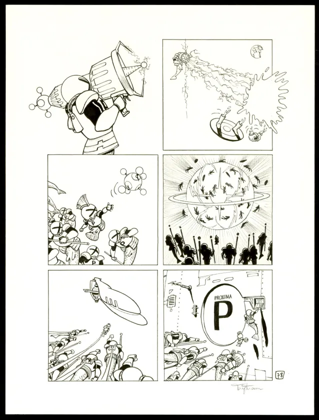Black and white original page, Infinity 8, Guérilla symbolique (T.4), Martin Trystram