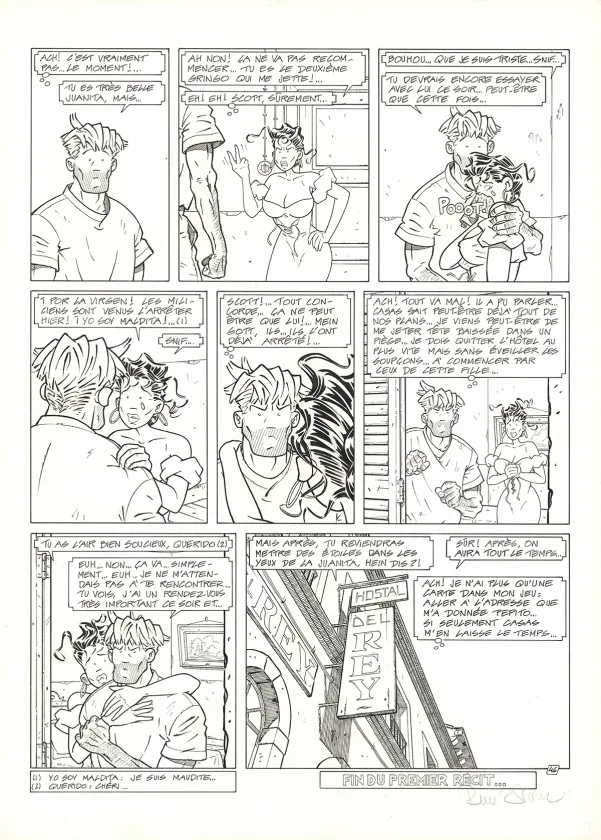 Black and white original page, Adler, La Jungle rouge (T.7), René Sterne