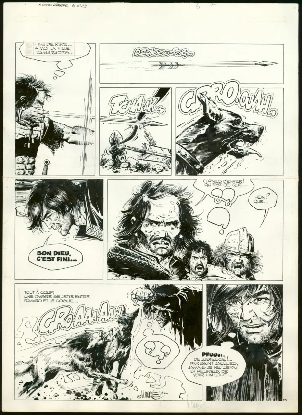 Planche noir et blanc, Ramiro, La Louve d'Arnac – Inédit, William Vance