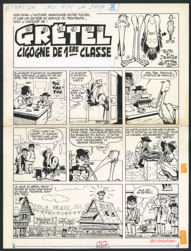 Black and white original page, Les Dingodossiers , Marcel Gotlib