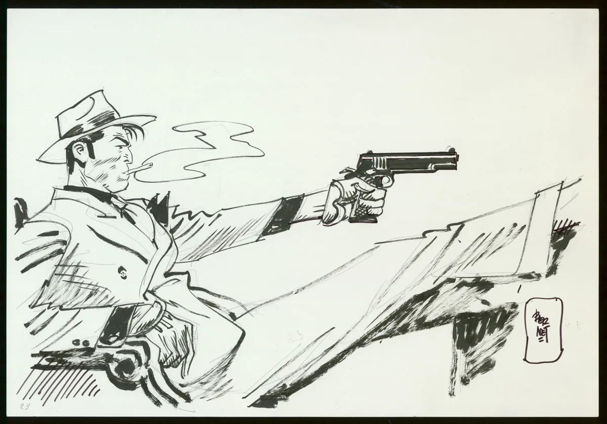 Black and white illustration, Jordi Bernet