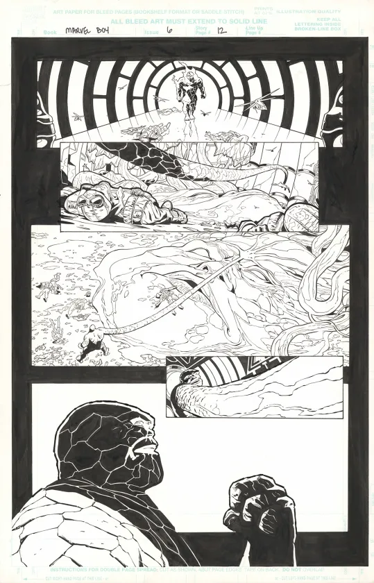 Black and white original page, J.G Jones