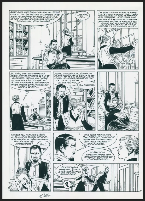 Black and white original page, Les Maîtres de l'orge, Margrit, 1886 (T.2), Francis Vallès