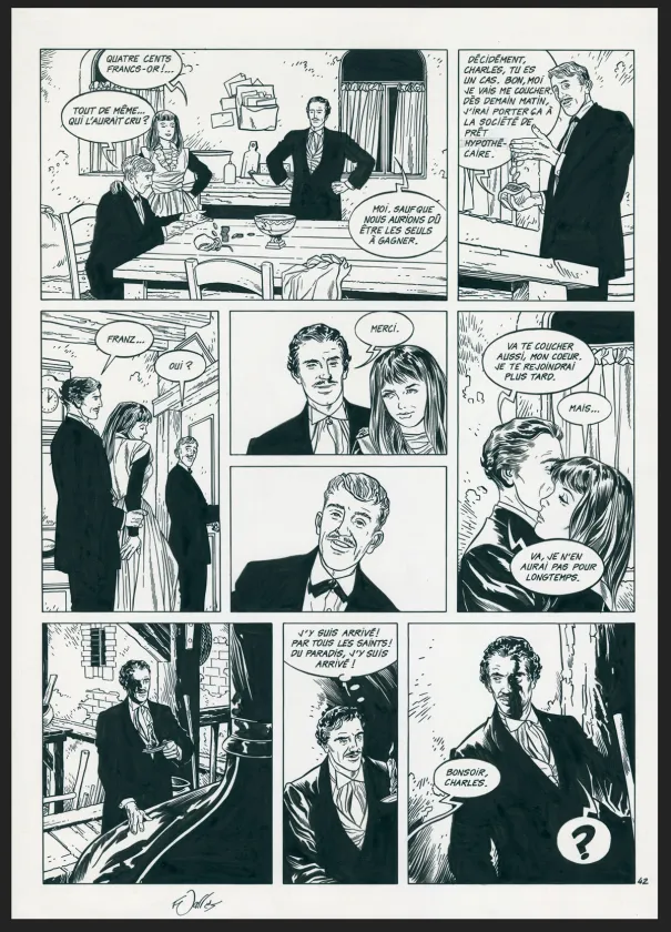 Black and white original page, Les Maîtres de l'orge, Margrit, 1886 (T.2), Francis Vallès