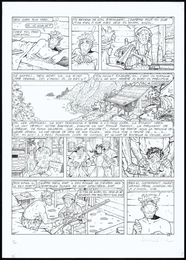 Planche noir et blanc, Adler, L'Île perdue (T.6), René Sterne