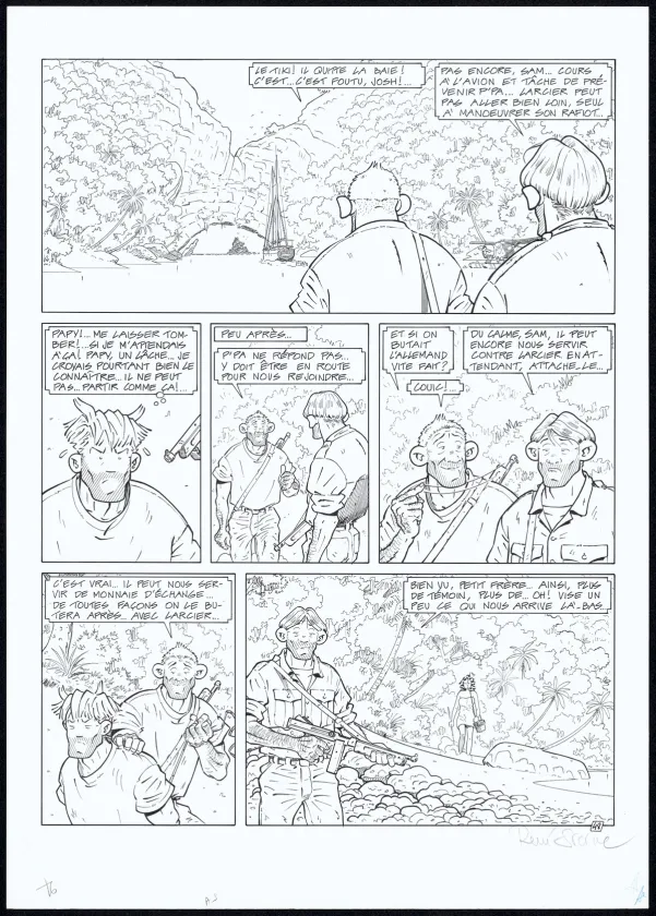 Planche noir et blanc, Adler, L'Île perdue (T.6), René Sterne