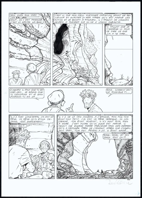 Black and white original page, Adler, L'Île perdue (T.6), René Sterne