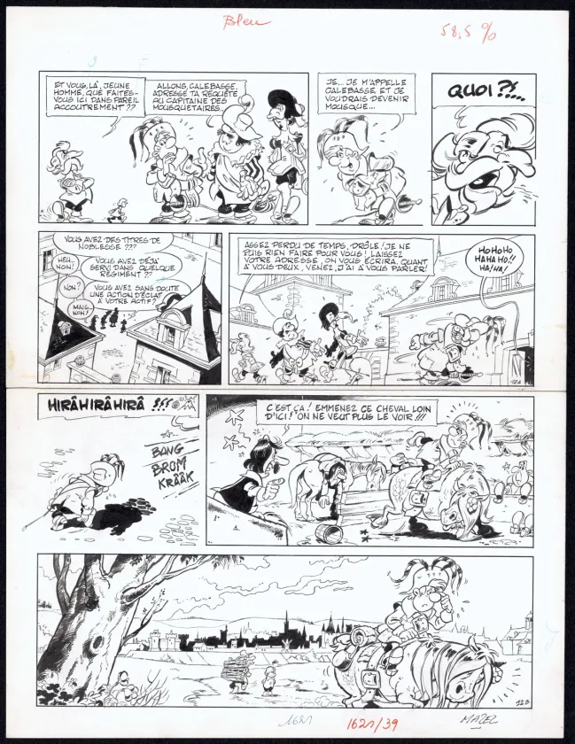 Black and white original page, Les Mousquetaires, Câline et Calebasse Les Mousquetaires  (T.1),  Mazel