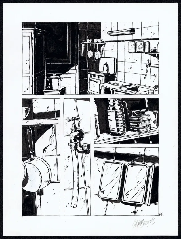 Planche noir et blanc, Tout seul, Christophe Chabouté