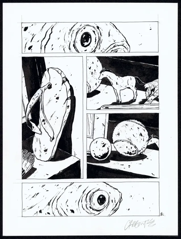 Black and white original page, Tout seul, Christophe Chabouté