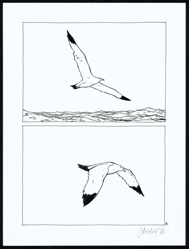Black and white original page, Tout seul, Christophe Chabouté