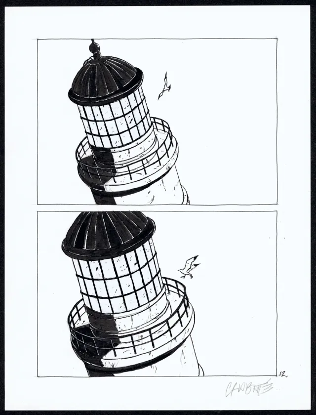 Black and white original page, Tout seul, Christophe Chabouté