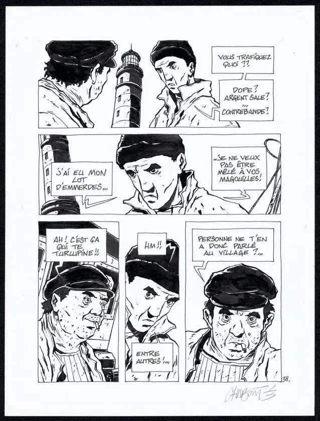 Black and white original page, Tout seul, Christophe Chabouté