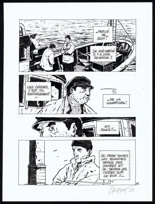 Black and white original page, Tout seul, Christophe Chabouté