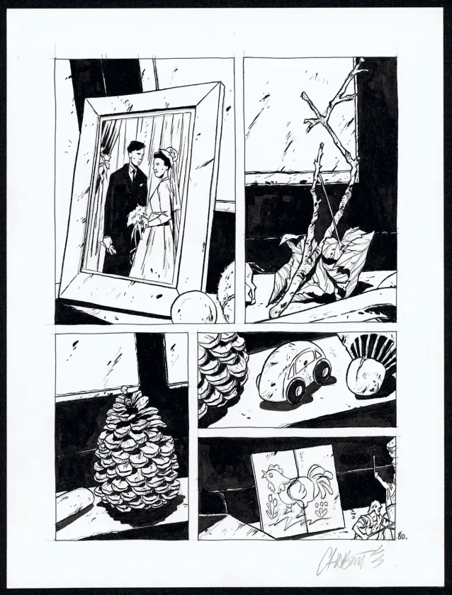 Black and white original page, Tout seul, Christophe Chabouté