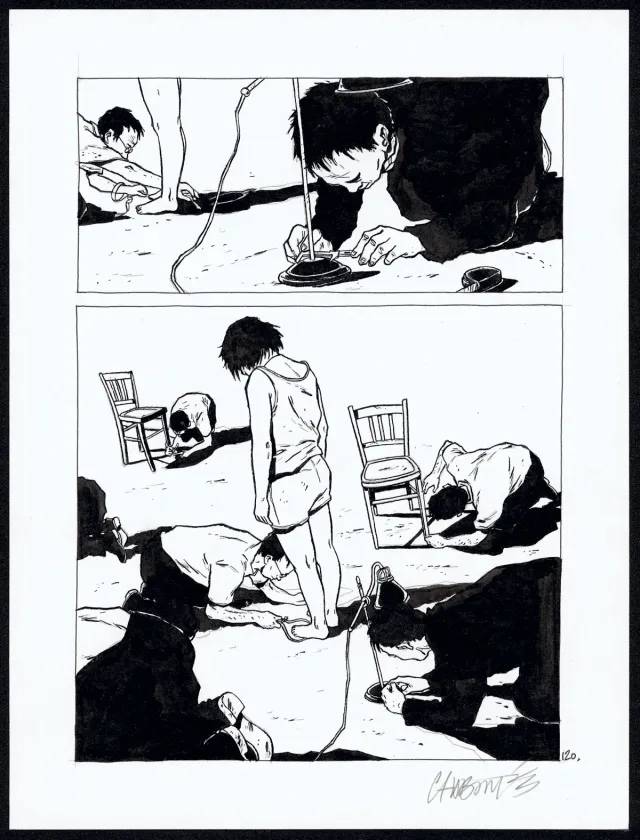 Black and white original page, Tout seul, Christophe Chabouté