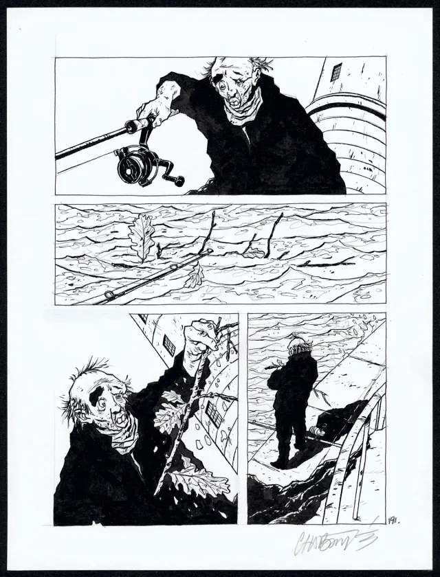 Black and white original page, Tout seul, Christophe Chabouté
