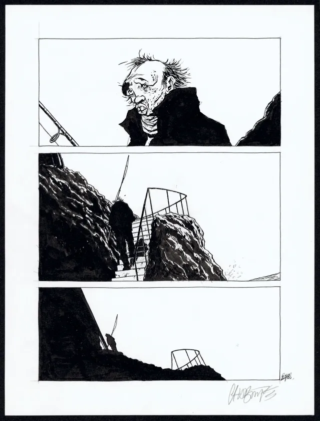 Black and white original page, Tout seul, Christophe Chabouté