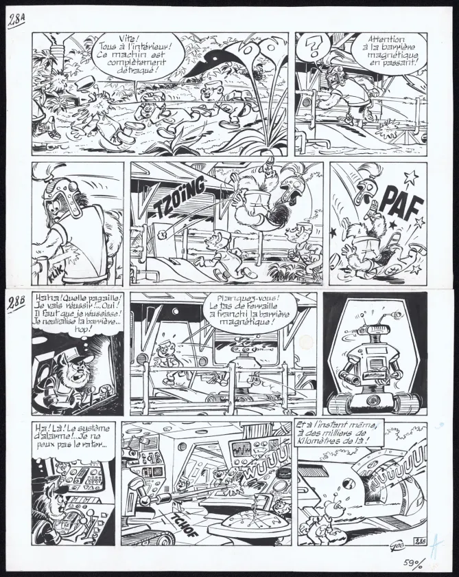 Planche noir et blanc, Le Scrameustache, Le Renégat (T.11), Roland Gos