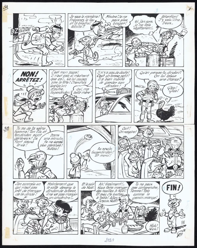 Planche noir et blanc, Le Scrameustache, Le Stagiaire (T.15), Roland Gos