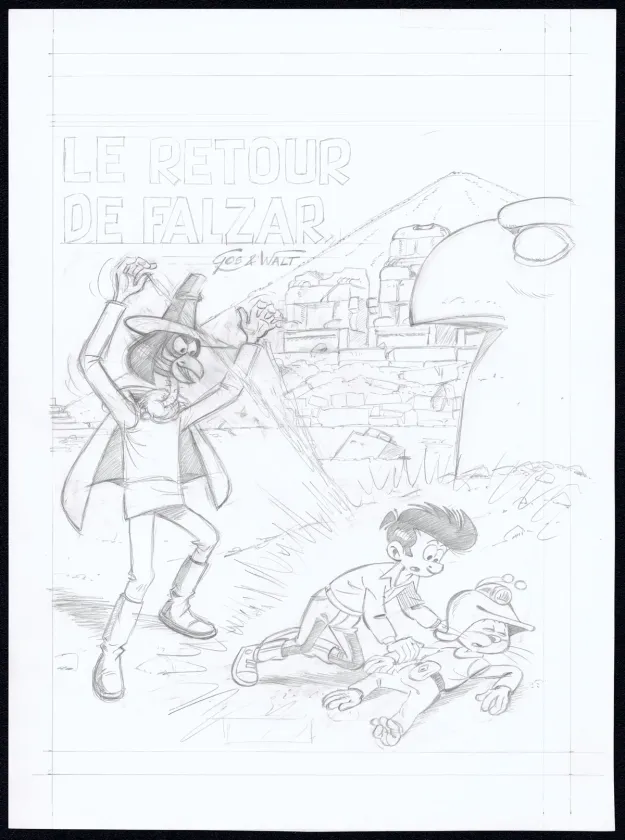 Projet de couverture, Le Scrameustache, Le retour de Falzar (T.34),  Gos / Walt