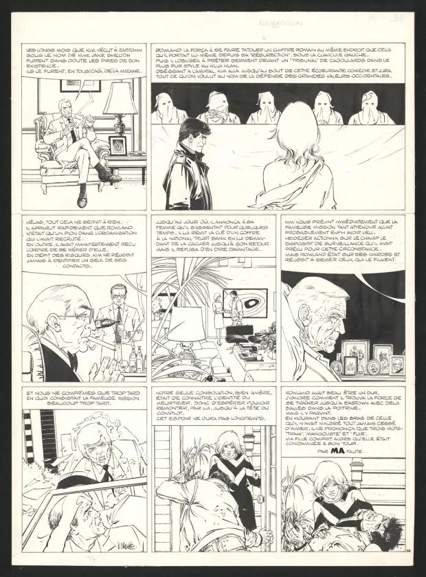 Black and white original page, XIII, SPADS (T.4), William Vance