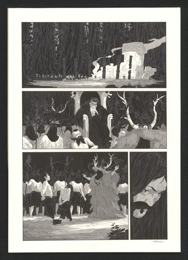 Black and white original page, Les Ogres-Dieux, Le Grand Homme (T.3), Bertrand Gatignol