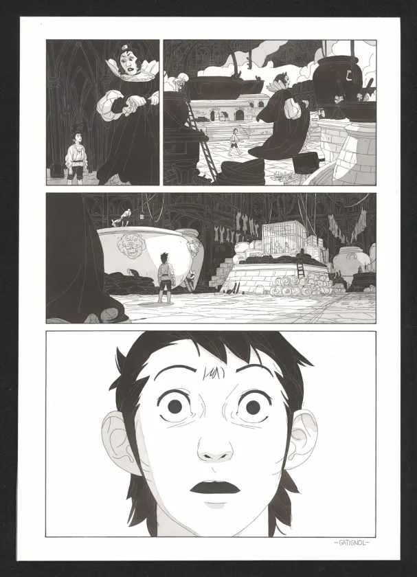 Black and white original page, Les Ogres-Dieux, Petit (T.1), Bertrand Gatignol