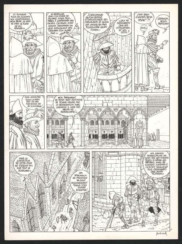 Black and white original page, Les 7 Vies de l'Épervier, Hyronimus (T.4), André Juillard