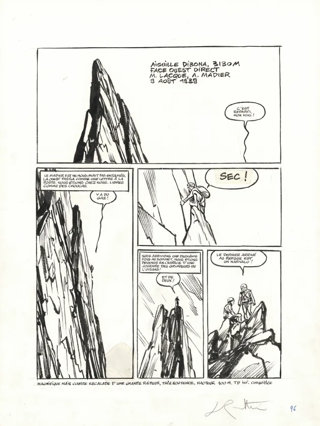 Black and white original page, Ailefroide, altitude 3954, Jean-Marc Rochette