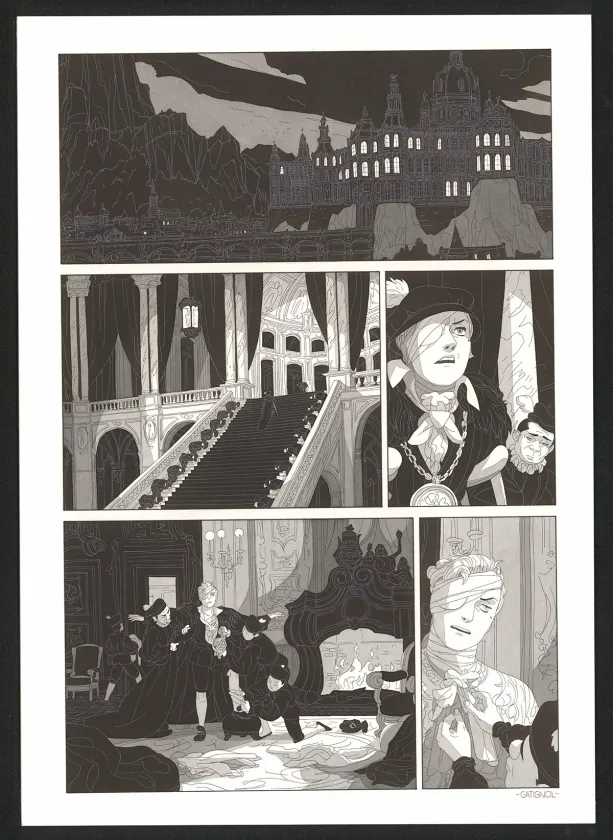 Black and white original page, Les Ogres-Dieux, Demi-Sang (T.2), Bertrand Gatignol
