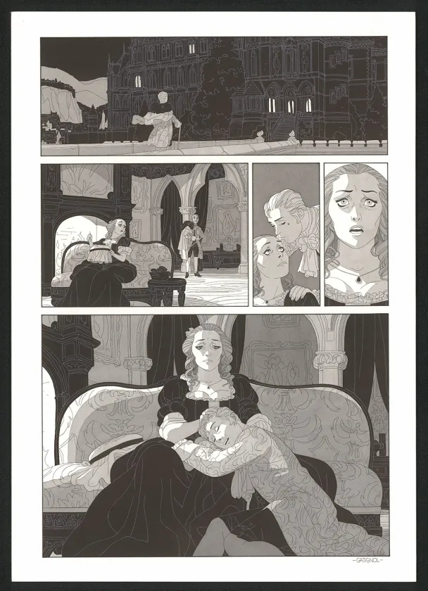 Black and white original page, Les Ogres-Dieux, Demi-Sang (T.2), Bertrand Gatignol