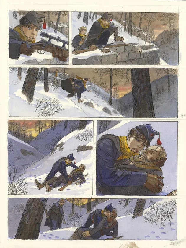 Colored original page, Mattéo, Cinquième époque (septembre 1936 - janvier 1939) (T.5), Jean-Pierre Gibrat