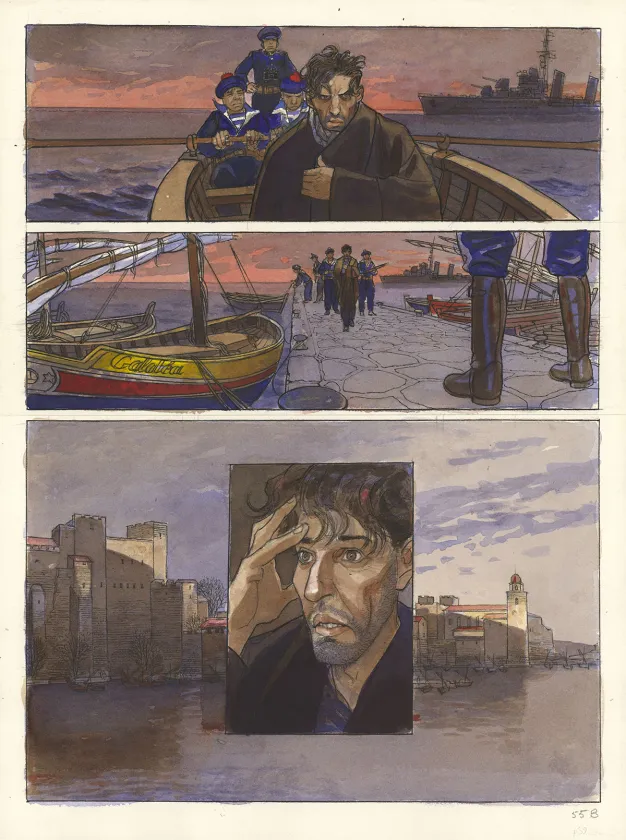 Colored original page, Mattéo, Cinquième époque (septembre 1936 - janvier 1939) (T.5), Jean-Pierre Gibrat